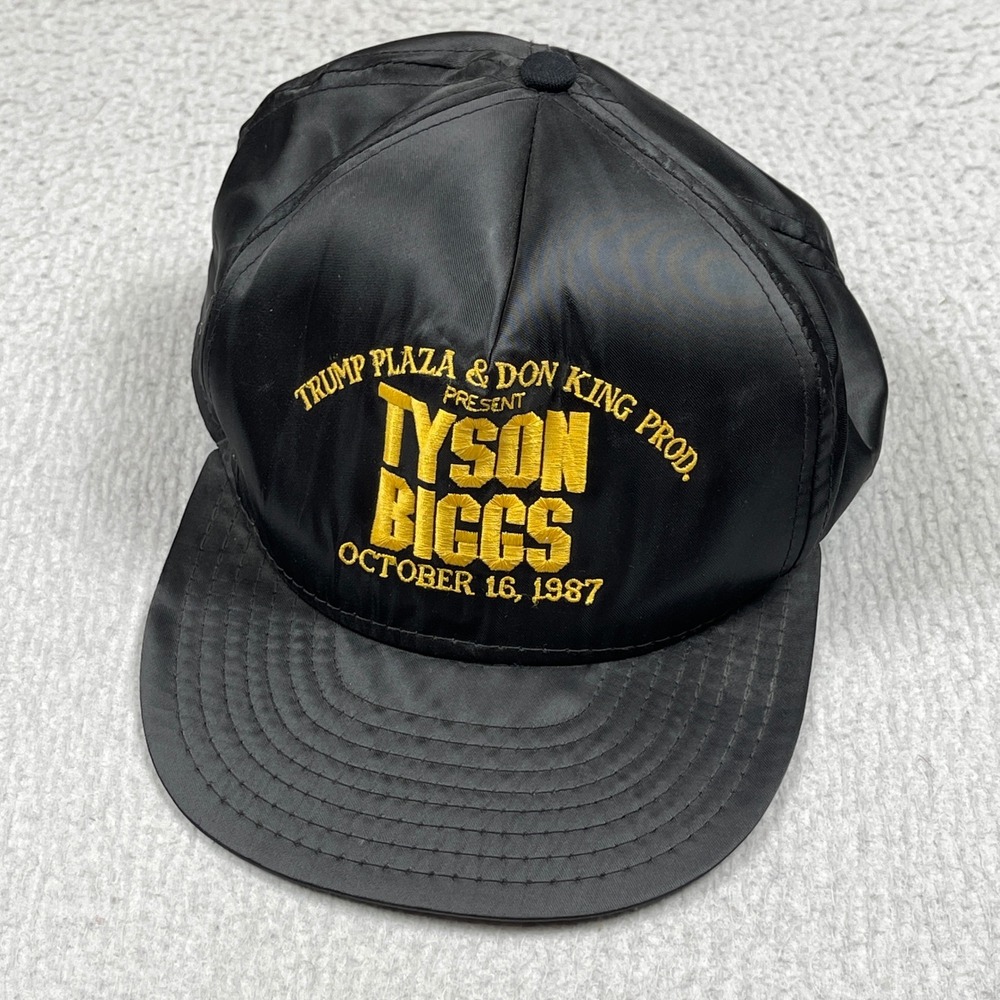 Vintage Mike Tyson Hat Mens Large Black Satin Biggs Trump Snapback 80s Boxing